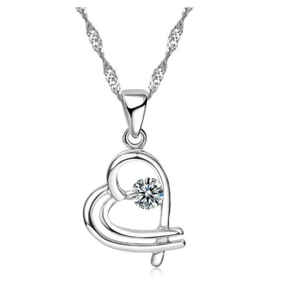 ❤️ Cute Heart 925 Sterling Silver Bundle Necklace With Earrings Pendant - Picture 4 of 4
